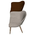 Stylish Sofa Stools with Armrests Gray Fabric Brown Leather Wooden Black Metal Legs