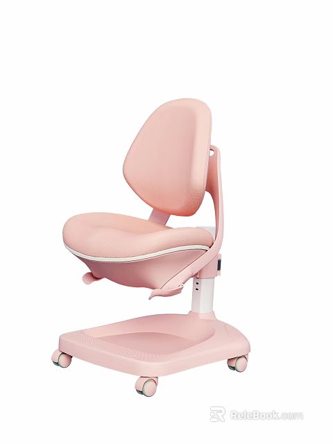 Pink Modern Leisure Chair With Breathable Mesh Backrest And Stable Round Base 3d model 