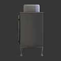 Vintage Beige Cabinet With Small Compressor Unit On Top Curved Legs And Metal Hinges Design