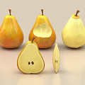 Fresh Ripe Pears Whole And Sliced Yellow Orange Speckled Fruit