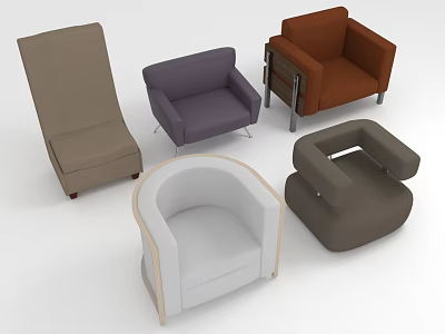Various Single Seater Sofa Designs With Different Colors And Modern Styles 3d model