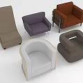 Various Single Seater Sofa Designs With Different Colors And Modern Styles 3d model