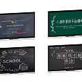 Blackboards In Classroom With Educational Content And School Learning Themes
