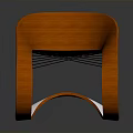 Modern Orange Wooden Chair With Curved Frame Mesh Seat And White Support