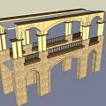 Classical Arched Stone Pergola with Columns Upper Balustrade and Archways Design