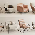 Stylish Modern Accent Chairs Collection With Leather Fabric Upholstery And Metal Legs