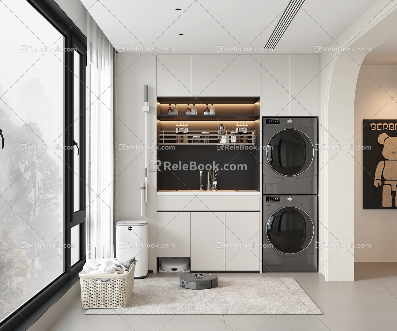 Modern Balcony Living Balcony Balcony Cabinet Washing Machine Cabinet 3d model