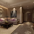 Elegant Hotel Room Interior With King Bed Decorative Painting Green Plant And Carpet