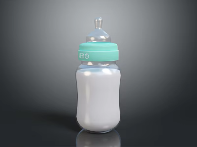 Practical Baby Bottle With Green Lid Transparent Body And 500ml Capacity For Infants 3d model