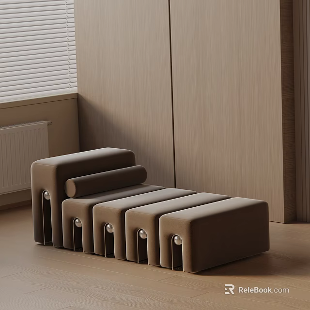 Modern Upholstered Shoe Bench With Stylish Design For Entryway Home Interior 3d model 