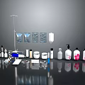 Essential Medical Supplies With IV Infusion Stand Bags Bottles And Tools