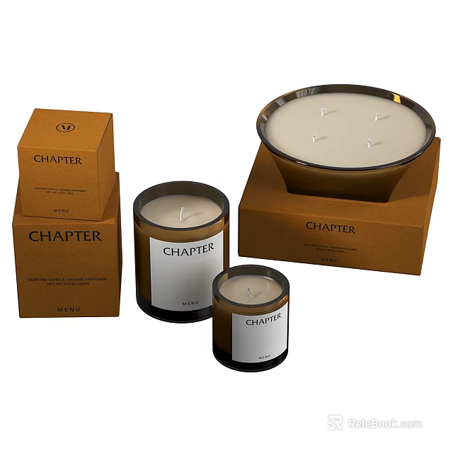 CHAPTER Brand Scented Candles In Various Sizes With Packaging Boxes 3d model 