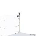 White Three Tiered Shelf Unit With Perforated Uprights And Flat Shelves On Wheels