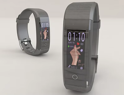 Smart Wristbands With Time And Fitness Tracking Displays 3d model Smart Wristbands With Time And Fitness Tracking Displays 3d model