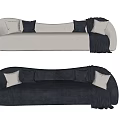 Modern Multi Person Sofa with Light Dark Gray Upholstery Pillows and Blanket 3d model