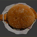 Hamburger With Sesame Seed Bun Fried Chicken Ham And Cheese On White Paper Dark Background