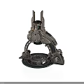 Futuristic Mechanical Structure With Circular Base Gear Components And Metallic Tower Parts
