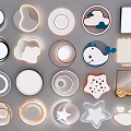 Modern Design Ceiling Lights With Round Square Star Shapes And Cartoon Patterns 3d model