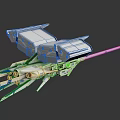 Futuristic White And Blue Cosmic Spacecraft Model With Detailed Aerospace Structure