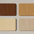 Four Different Wood Tone Square Cutting Boards With Natural Wood Grain Texture