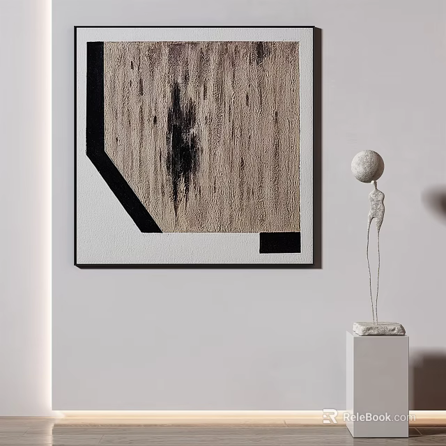 Modern Abstract Wall Art With Geometric Design And Sculpture Decor 3d model