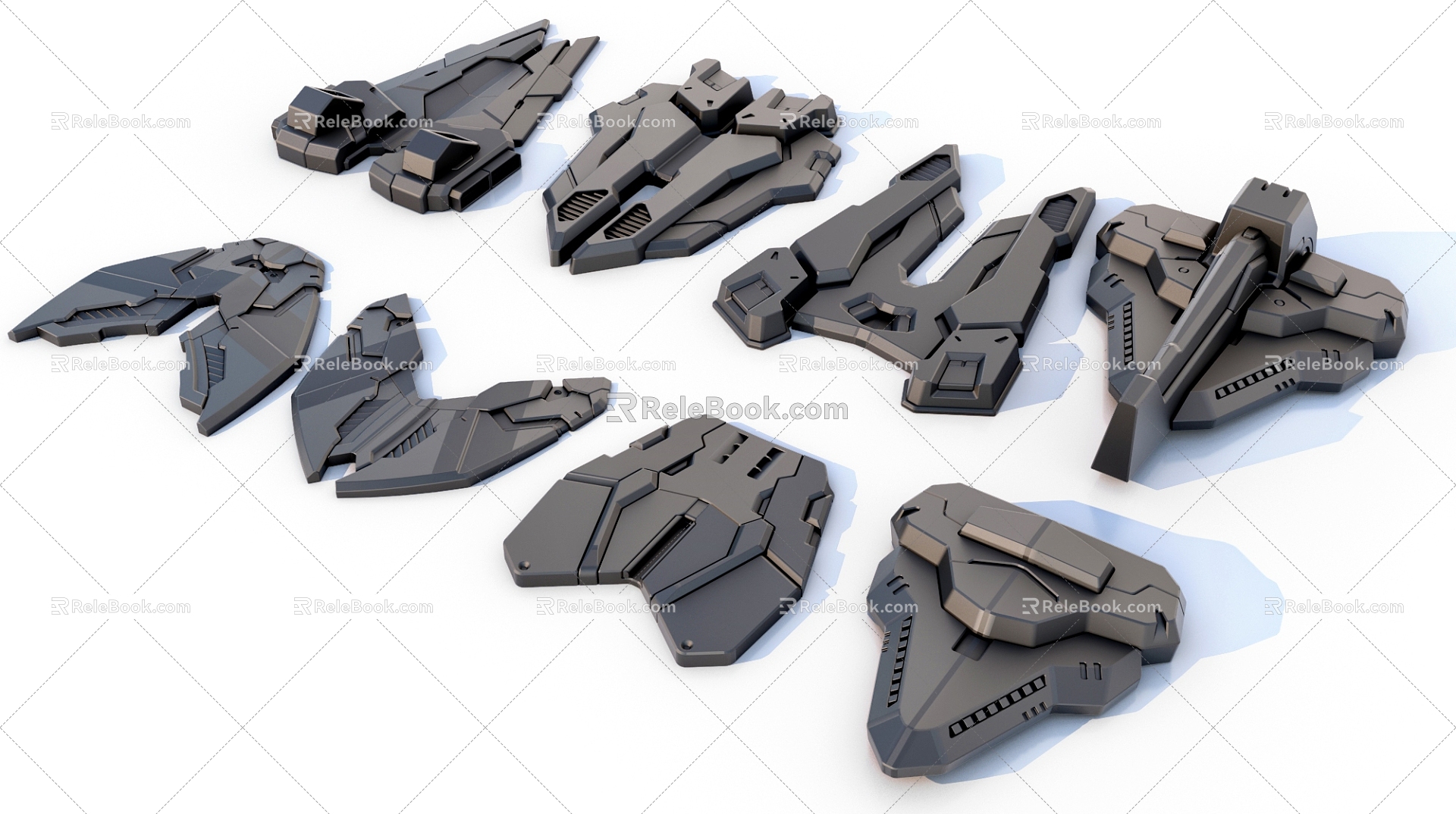 sci-fi mechanical parts hard surface combination 3d model