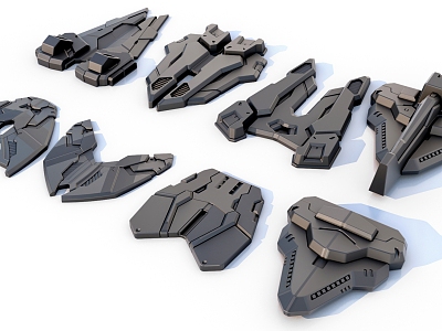 sci-fi mechanical parts hard surface combination 3d model