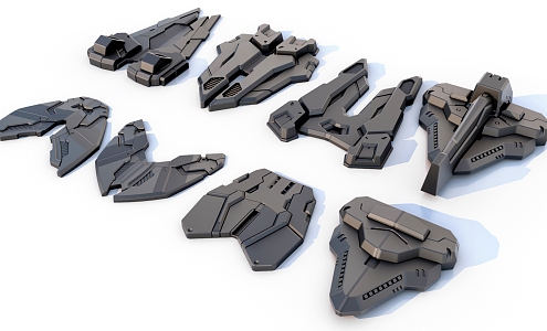 sci-fi mechanical parts hard surface combination 3d model