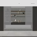 Modern Built in Bookcase with Open Shelves Warm Lighting Wooden Walls and Decorative Books