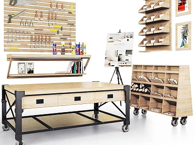 Commercial Equipment Featuring Tool Pegboard Workbench and Mobile Storage Racks for Workshops 3d model