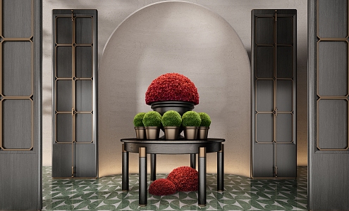 CCD Hotel End View Table Entrance Cabinet Table Ornaments Floriculture Moss Combination 3d model