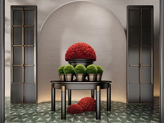 CCD Hotel End View Table Entrance Cabinet Table Ornaments Floriculture Moss Combination 3d model