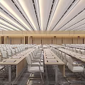 Large Modern Conference Room With Neatly Arranged White Seats And Front Screen