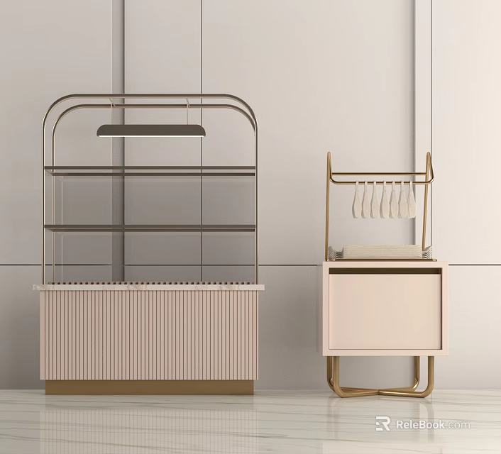 Modern Display Shelves With Metal Frame Glass Layers And Elegant Lighting Design 3d model 