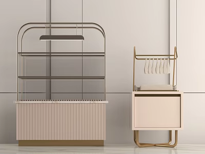 Modern Display Shelves With Metal Frame Glass Layers And Elegant Lighting Design 3d model
