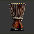 Traditional Red Handcrafted Drum With White Drumhead Colorful Edge And Carved Body Patterns For Home Use