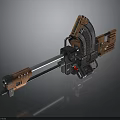 Advanced Futuristic Weapon With Mechanical Structure Long Barrel And Orange Black Components