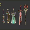 Detailed Colorful Pixel Style Fantasy Weapons With Glowing Effects And Unique Designs