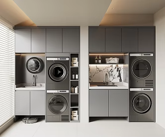 Modern balcony washing machine cabinet 3d model