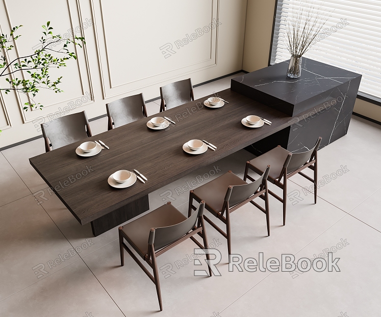 Quiet Wind Dining Table and Chair Island Table model