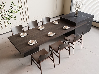 Quiet Wind Dining Table and Chair Island Table model