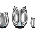 Black Vase Shaped Decorative Lamps With Striped Design And Three Sizes