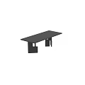 Modern Black Long Dining Table With Unique Geometric Legs And Minimalist Design