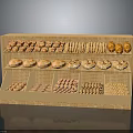 Wooden Display Shelf Filled With Fresh Bread Pastries And Cookies