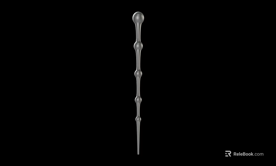 Silver Slender Weapon With Multiple Spherical Protrusions And Pointed Bottom On Black Background 3d model 