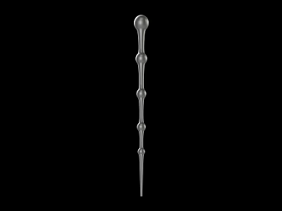 Silver Slender Weapon With Multiple Spherical Protrusions And Pointed Bottom On Black Background 3d model