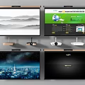 Modern Projector Projection Curtain Projector Combination 3d model