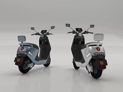 Modern Electric Motorcycles With Silver And White Body Rear View Mirrors And Taillights 3d model