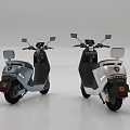 Modern Electric Motorcycles With Silver And White Body Rear View Mirrors And Taillights