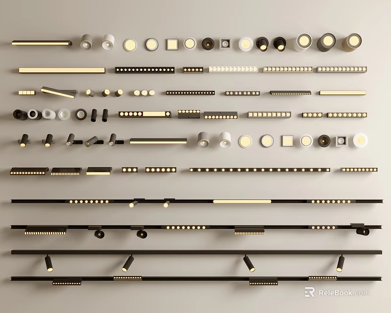 Modern Downlights And Spotlights With Stylish Designs And Various Color Finishes For Interior Lighting 3d model 